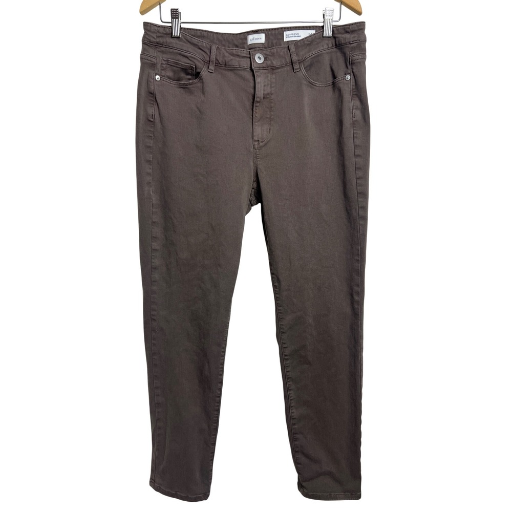 J.Jill Denim Boyfriend Straight-Leg Ankle Women‎ 14R Brown Stretch Pants E09